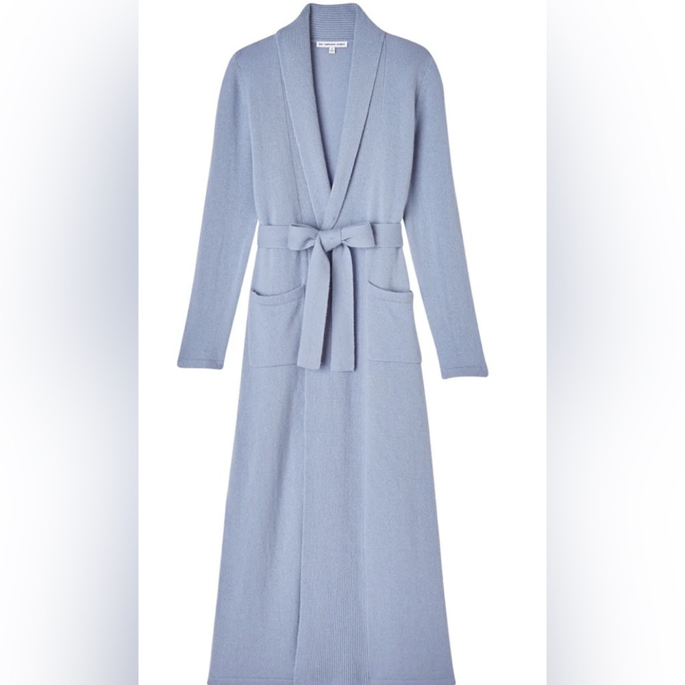 The Cashmere Project luxe long robe 100% cashmere moon blue NWT
